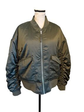 Levi’s Orange Lined Bomber Jacket MA-1 Flight Style Olive Green Size M